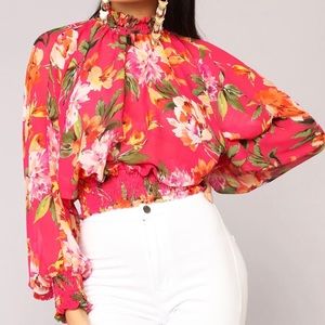 Fashion Nova Fuchsia Floral Blouse